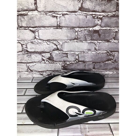 Oofos OOriginal Thong Unisex Black White Thong Foam Lightweight Sandals Men 45EU main image 10